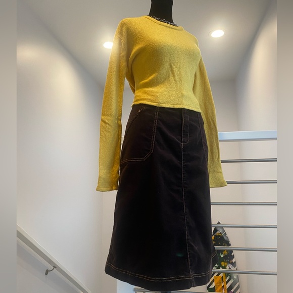 Y2K Corduroy Skirt Vintage Chocolate Brown EDDIE BAUER A-Line Mid Length Size 10 - Picture 3 of 8